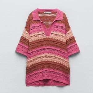 Zara Oversized Knit Polo Sweater